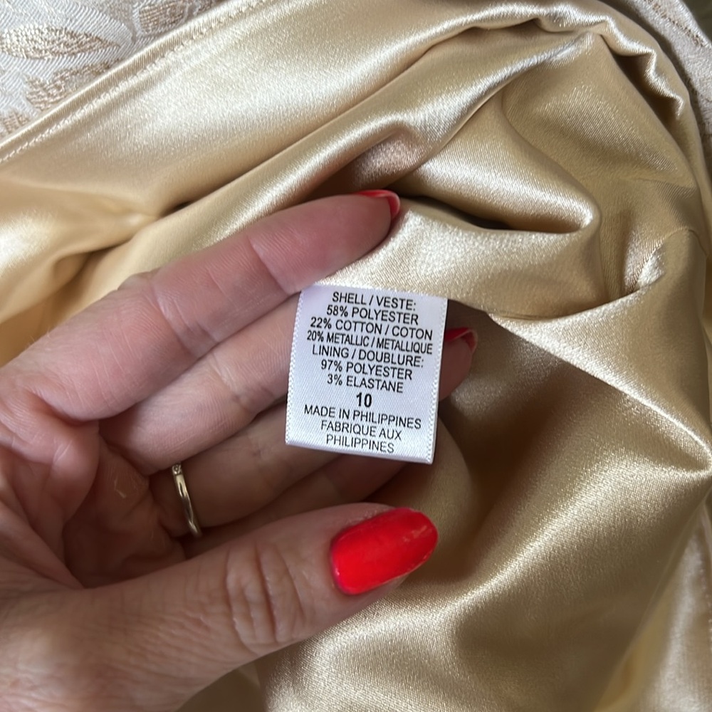 T Tahari Golden Printed Cocktail Party Dress Size 10 - Picture 7 of 12